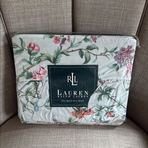 Lauren Ralph Lauren Floral Queen Flat Sheet vintage Toulouse Pewter NEW